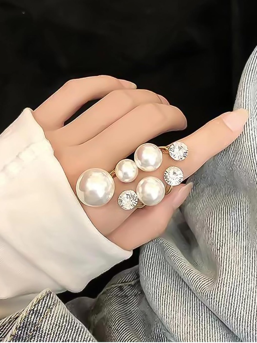 Statement Jewelry Gift Adjustable Band Elegant Baroque Pearl Accent for Everyday
